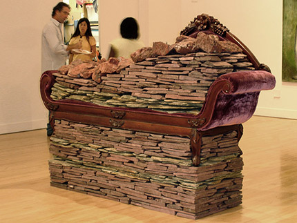 Long Red Stack (Chaise lounge, red slate, jasper, shale)